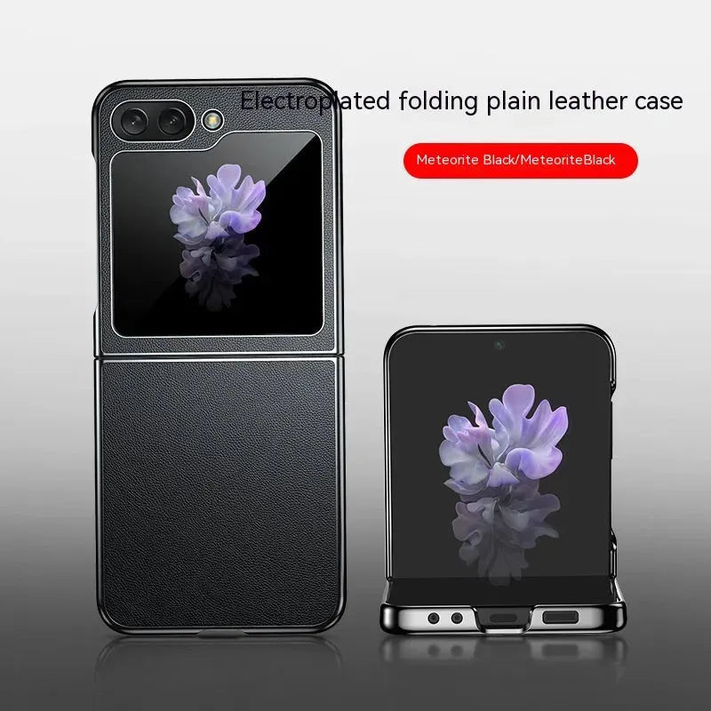 Galaxy Zflip5 Plain Leather Foldable Screen Phone Case - Bellarte Enchanté Galaxy Zflip5 Plain Leather Foldable Screen Phone Case